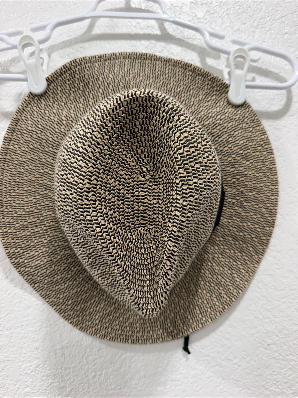 Woven Paper Fedora with Black Band - Unisex Sun Hat—inside brim tighten strings - Picture 6 of 8